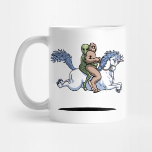 Bigfoot and An Alien On A Unicorn Mug